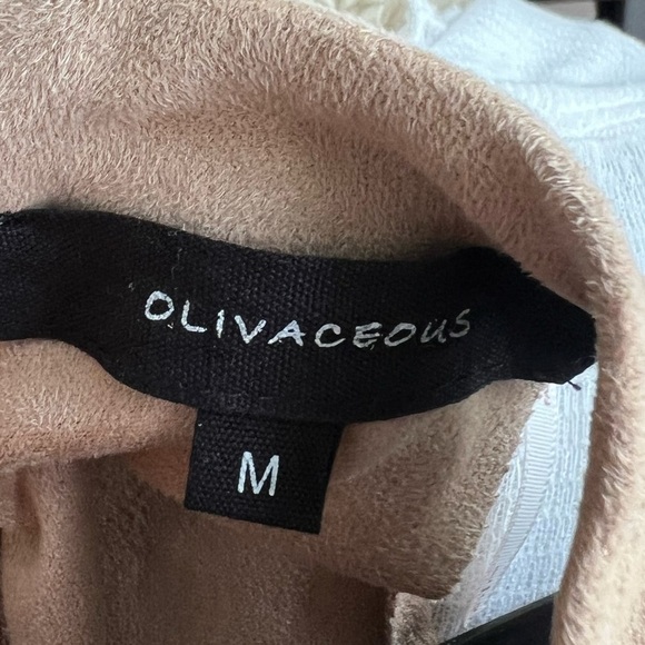 Olivaceous Camel Tan Sleeveless Faux Suede Mock Neck Bodycon Dress Size M - Picture 4 of 5